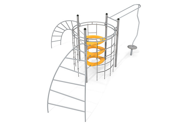 3D rendering af Climbing structure - Active circular setup with carousel