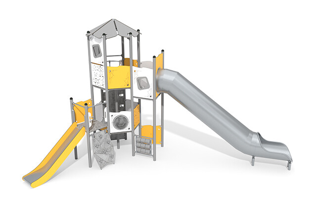 3D rendering af Play tower - Active large hexagonal tower slide