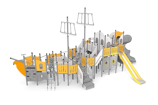 3D rendering af Play ship - Active ship two slides