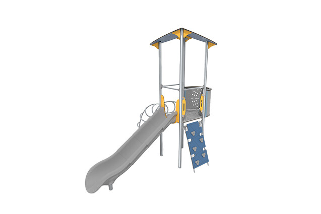3D rendering af Play tower - Aquarius INOX single tower slide