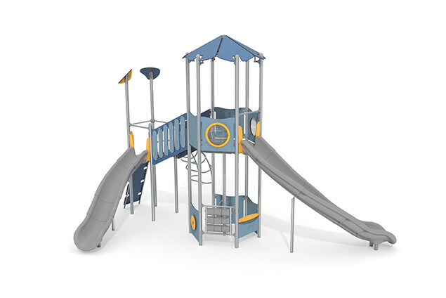 3D rendering af Play tower - Aquarius INOX hexagonal tower platform