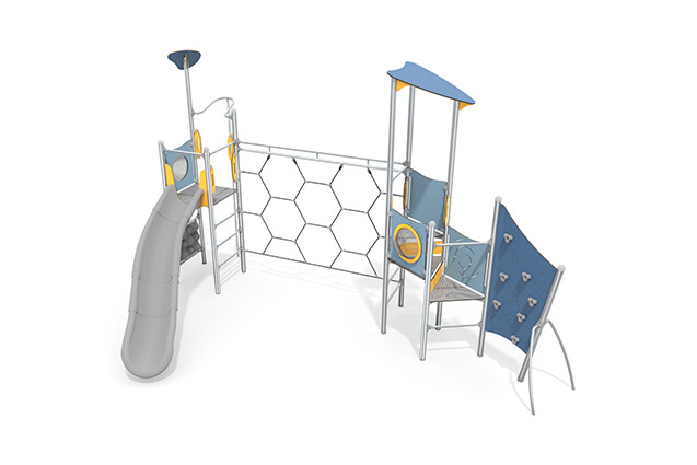 3D rendering af Play tower - Aquarius INOX double tower climbing net