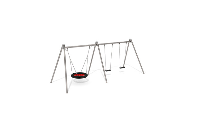 3D rendering af Swing - Aquarius 2 seats 1 bird's nest stainless steel