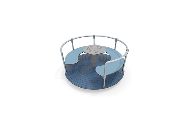 3D rendering af Carousel - with bench blue Ø150 cm