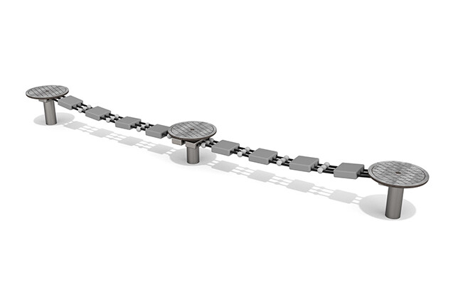 3D rendering af Obstacle course - slackline
