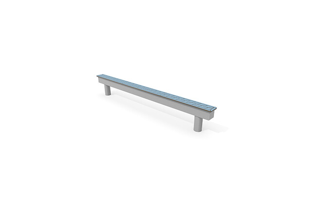 3D rendering af Obstacle course – balance beam in stainless steel and HPL blue