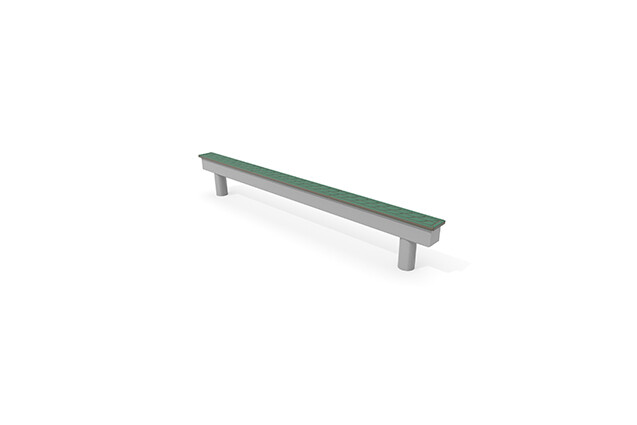 3D rendering af Obstacle course – balance beam in stainless steel and HPL green