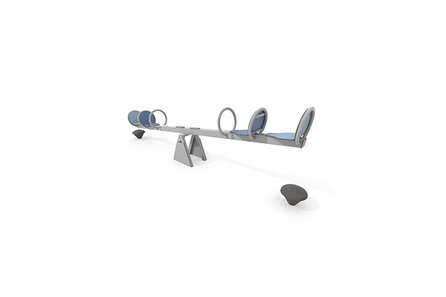3D rendering af Seesaw – four seats in stainless steel blue