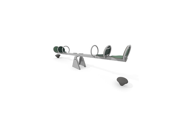 3D rendering af Seesaw – four seats in stainless steel green