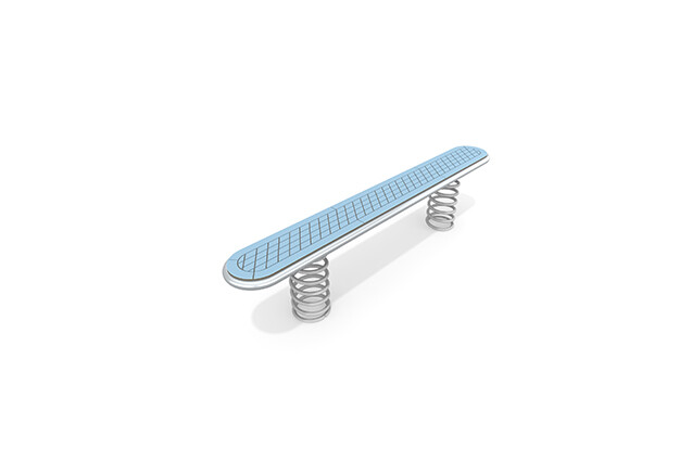 3D rendering af Obstacle course – tilting balance beam blue