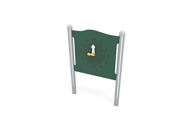 3D rendering af Activity board - clock with hands green