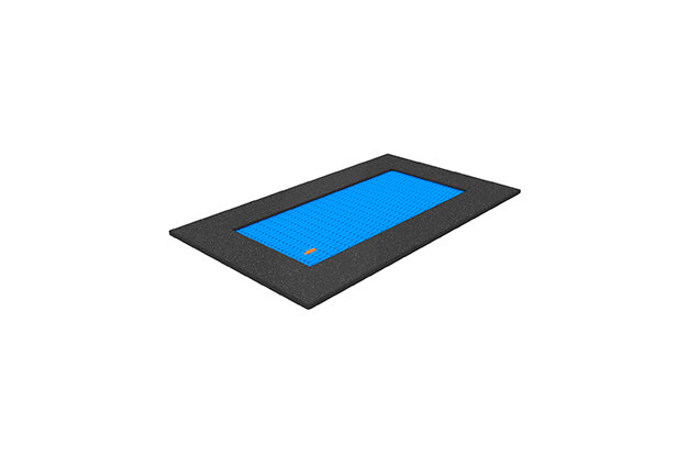 3D rendering af Trampoline - rectangular 136 x 230 cm blue