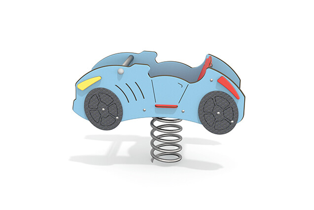 3D rendering af Seesaw - rocker on springs car blue