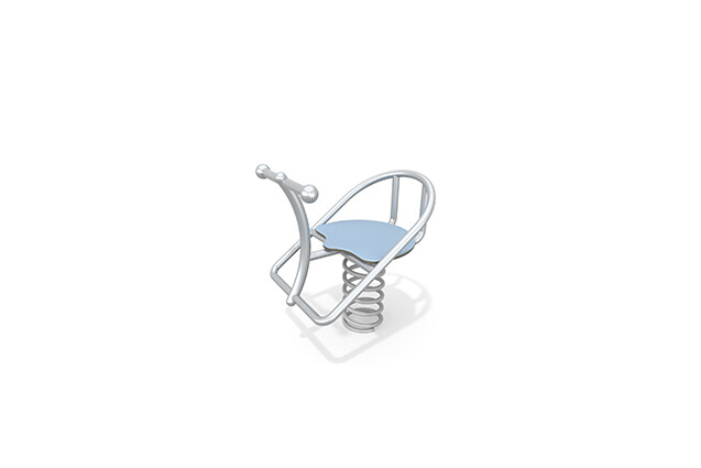 3D rendering af Seesaw – spring rocker with one seat in stainless steel blue