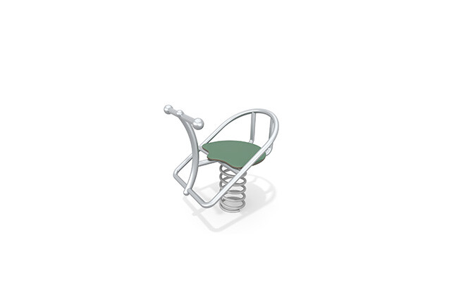 3D rendering af Seesaw – spring rocker with one seat in stainless steel green