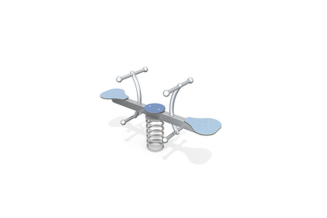 3D rendering af Seesaw – spring rocker with two seats in stainless steel blue