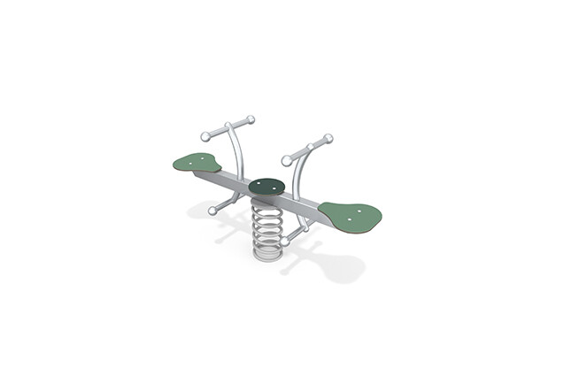3D rendering af Seesaw – spring rocker with two seats in stainless steel green