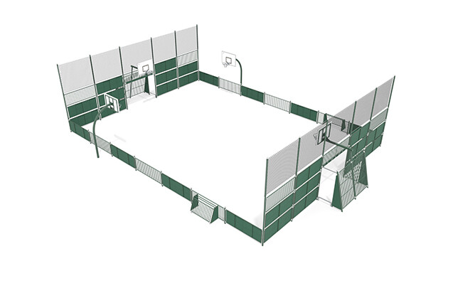 3D rendering af Multi-sport court - Sport Arena 1, 20.76 x14.56 m green