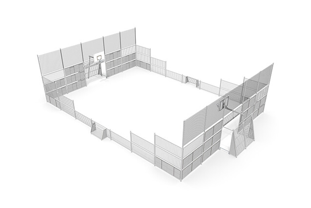 3D rendering af Multi-sport court - Sport Arena 5, 20.76 x 14.20 m grey