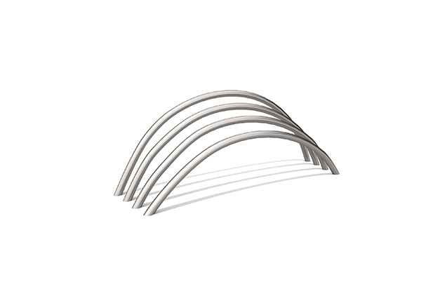 3D rendering af Play sculpture - rainbow wide stainless steel
