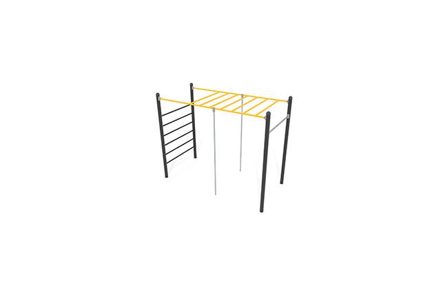 3D rendering af Fitness – Street workout monkey bar yellow