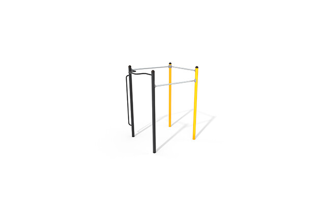 3D rendering af Fitness – Street workout pull-up station yellow
