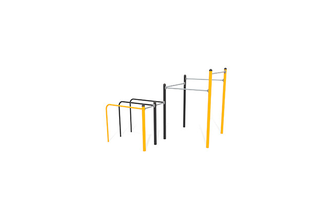 3D rendering af Fitness – Street workout multi station 2 yellow