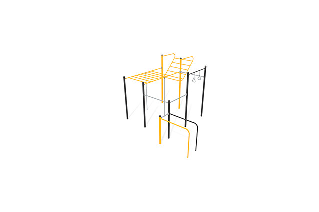 3D rendering af Fitness – Street workout multi station 4 yellow
