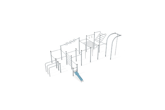 3D rendering af Fitness - Street Workout Inox multi-gym XL blue