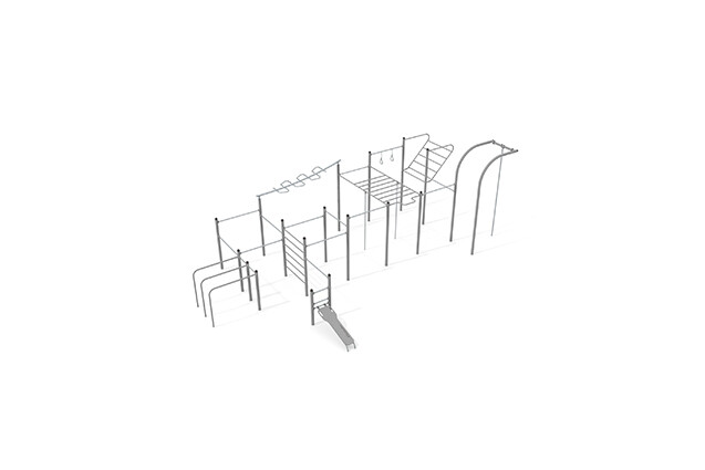 3D rendering af Fitness – Street workout multi station XL grey
