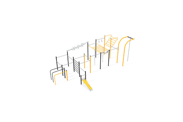 3D rendering af Fitness – Street workout multi station XL yellow