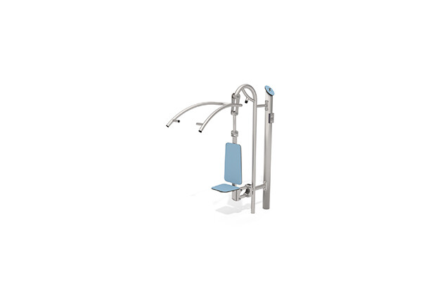 3D rendering af Fitness - Outdoor Inox lat pulldown blue