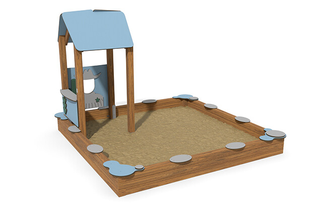 3D rendering af Sandbox - ECO sandbox and playhouse blue