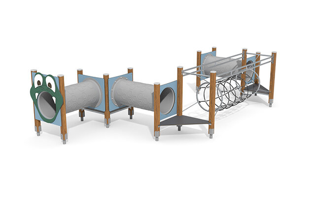3D rendering af Obstacle course - ECO motor skills course crawl tube blue