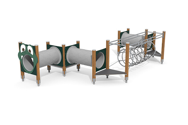 3D rendering af Obstacle course - ECO motor skills course crawl tube green