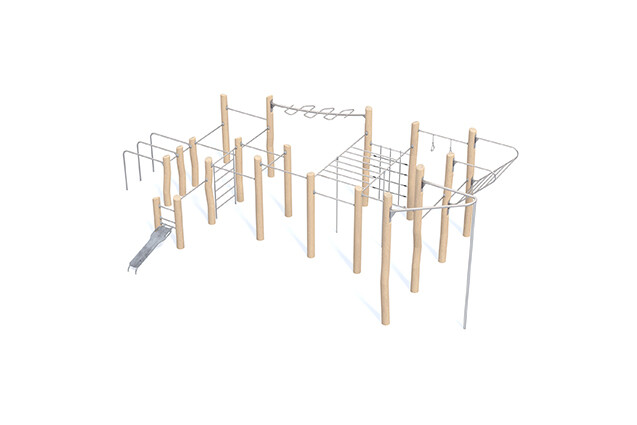 3D rendering af Fitness - robinie street workout multi-tool XL