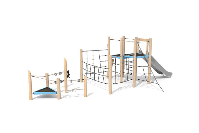 3D rendering af Play tower - Robinia Scandic ship-shaped play tower