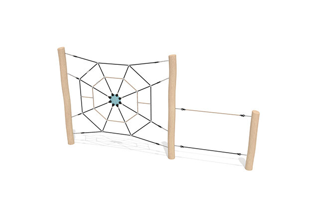 3D rendering af Obstacle course - Robinia Scandic with spider web climbing net