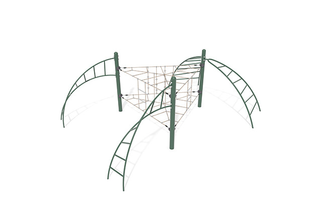 3D rendering af Climbing net - Acrobat triangle green/beige