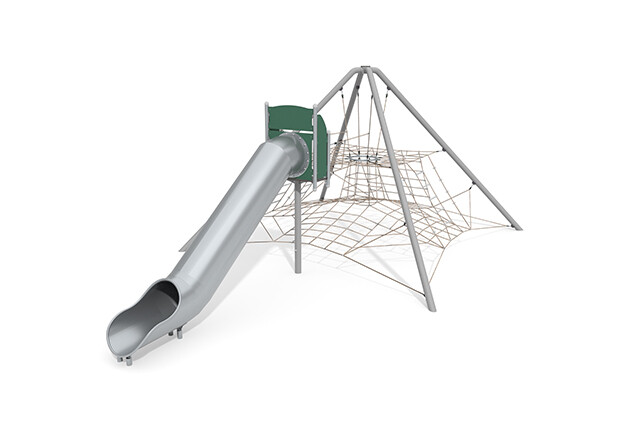 3D rendering af Climbing net - Acrobat pyramid slide green/beige