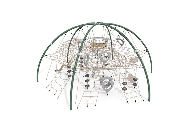 3D rendering af Climbing net - Acrobat dome 3 green/beige