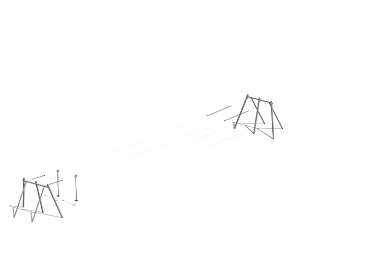 3D rendering af Zip wire - double steel 20m