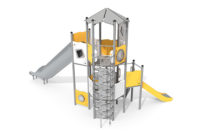 Play tower - Active large hexagonal tower slide