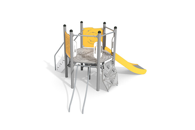 Play tower - Active hexagonal platform slide