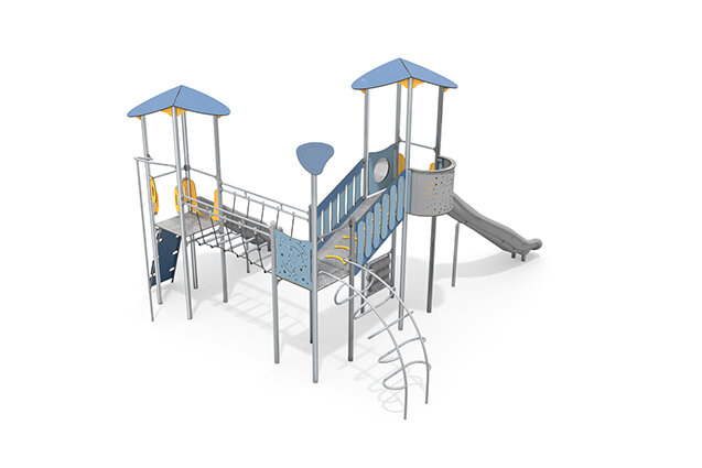 Play tower - Aquarius INOX triple tower rope bridge