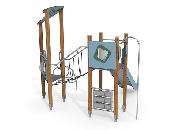 Play tower - ECO double tower rope bridge blue