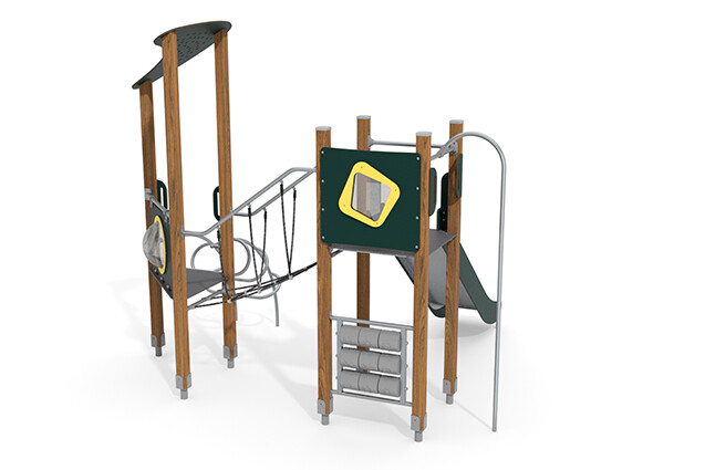 Play tower - ECO double tower rope bridge green