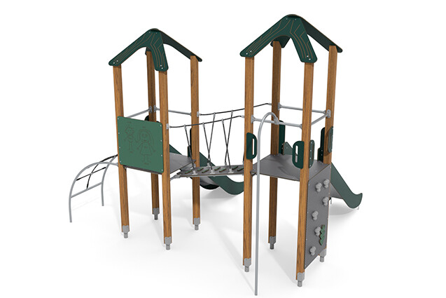 Play tower - ECO double tower two slides green