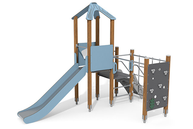 Play tower - ECO double tower climbing wall blue