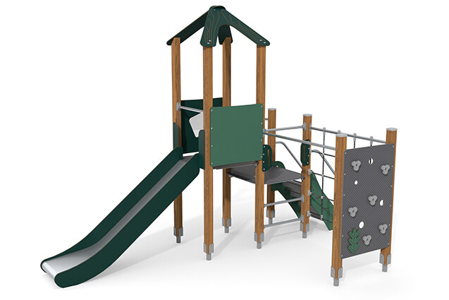 Play tower - ECO double tower climbing wall green